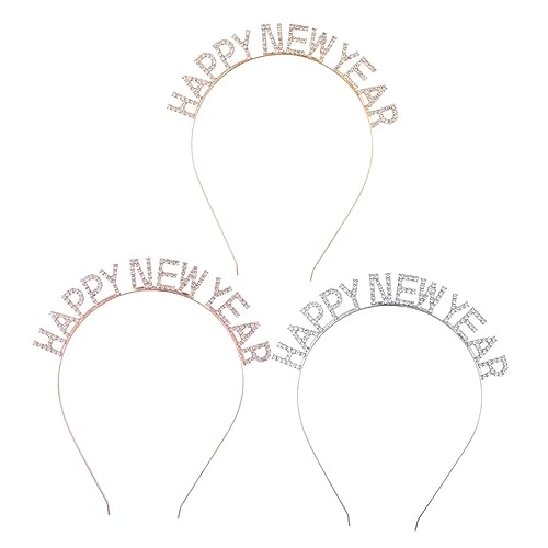 MUSISALY 3stücke Teiliges Happy Year Haarband Glitzernde Neujahrs-stirnbänder Roségold Und Festliche Haaraccessoires Für Mädchen Für Partys Und Feiern von MUSISALY