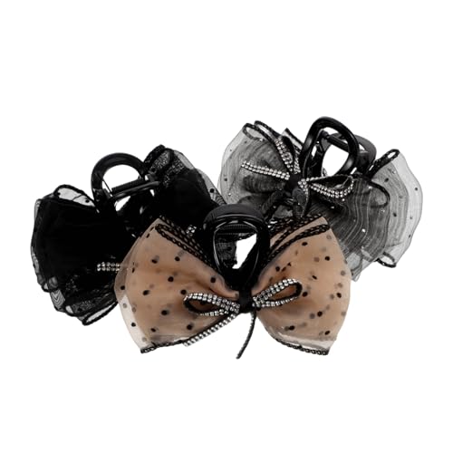 MUSISALY 3 Stück Elegante Haarklammern mit Schleifen und Funkelnden Strasssteinen Mesh Design Rutschfeste Haarkralle für Sicheren Griff Vielseitig für Hochzeit Alltag Damen Modische von MUSISALY
