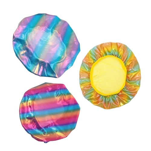 MUSISALY Hut Satin Bonnet Schlafmütze Für Damen Große Elastische Haarhaube Breiter Rand 3er Set in Yellow Lake von MUSISALY
