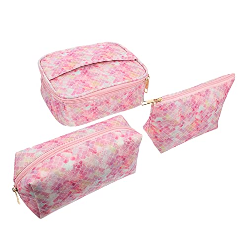 MUSISALY 3-teilige Kosmetiktaschen Aus Pu Mit Fischschuppenmuster Make-up-Taschen Mit Reißverschluss Organizer Für Reisen Und Zuhause von MUSISALY