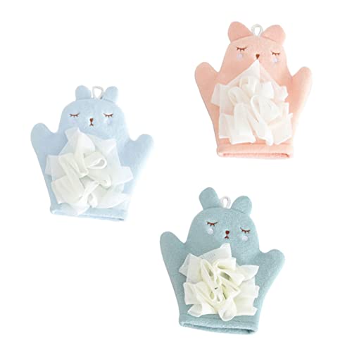 MUSISALY 3er Satz Badehandschuhe Waschlappen Baumwolle Cartoon-design Für Kinder Duschhandschuhe Körperpeeling Blasenreich Sparen Von Duschgel von MUSISALY