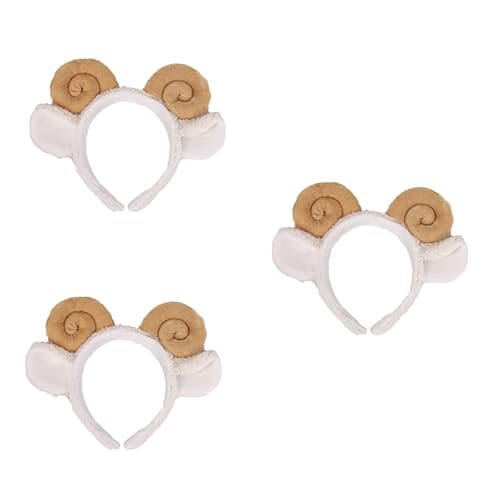 MUSISALY 3-teiliges Stirnband Mit Schafsohren Entzückender Haarreif Aus Horn Gelber Schofar Dekorative Kopfbedeckung Für Gesichtswäsche Spa Stoffmaterial Einheitsgröße von MUSISALY