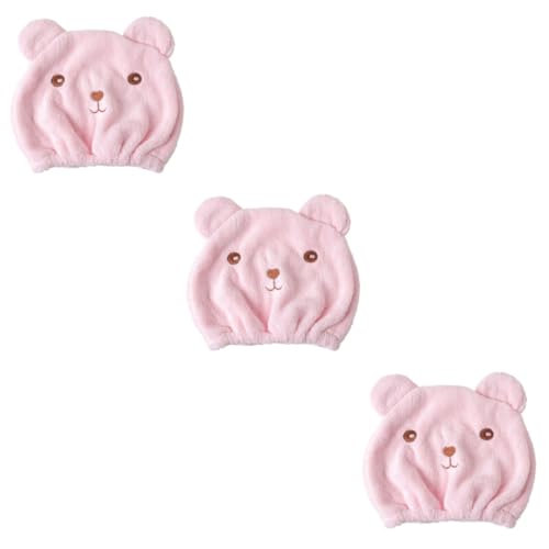 MUSISALY 3St Hut für trockenes Haar - Badehaube tierkarikatur trockener haarhut Haartrockenhaube Handtuch Badekappe Cartoon trockenes Haar Hut Rosa von MUSISALY