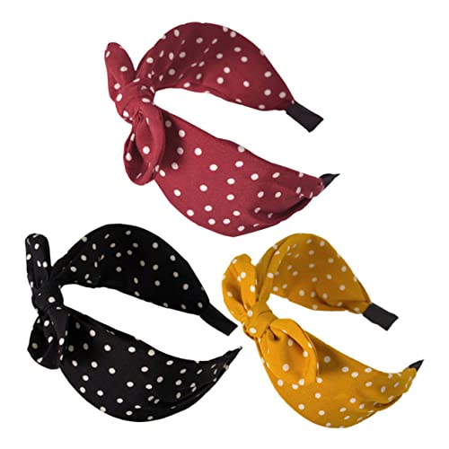MUSISALY 3stücke Breites Stirnband Mit Schleife Für Frauen Aus Stoff in Gelb Rot Und Schwarz Modischer Haarreif Kopfband Druck Für Alltag Und Cosplay von MUSISALY