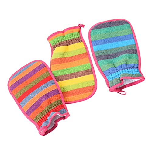 MUSISALY 3St doppelseitiges Badetuch Körperbürstenhandschuh Badepeeling Peeling-Handschuh exfoliating glove exfoliate gloves Körperpeeling Badetuch Peeling-Duschhandschuh pflanzliche Seide von MUSISALY