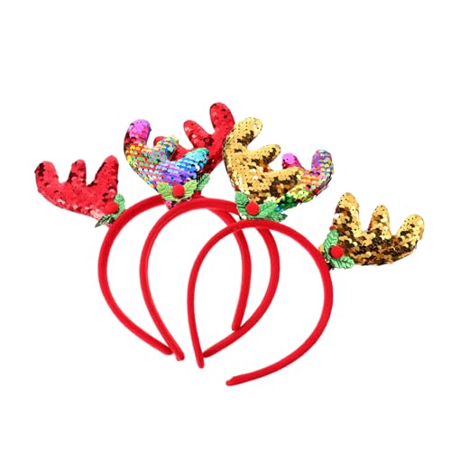 MUSISALY 3er Set Weihnachts Haarreifen Mit Rentiergeweih Roter Goldener Und Bunter Haarreif Für Erwachsene Und Festliche Haardekoration Für Weihnachtsfeiern Und Partys von MUSISALY