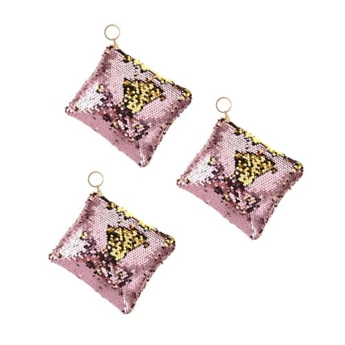 MUSISALY 3st Geldbörse Kinder Geldbörse Pailletten-Kosmetiktasche Brieftasche Mit Pailletten Mini-Handtasche Federmäppchen Für Damen Frau Kosmetiktasche Mini- Yellow von MUSISALY