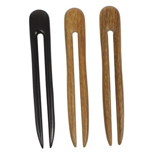 MUSISALY 3stücke U-haarnadel Aus Holz Retro Stil Dekorative Haarpin Für Frauen Handgefertigt Aus Ebenholz Und Sandelholz Natürlicher Duft Glatt Und Poliert von MUSISALY