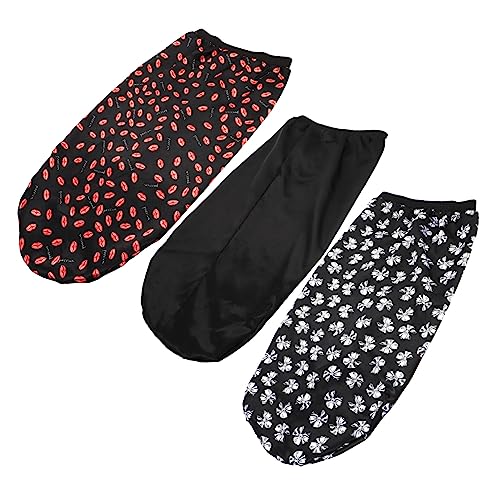 MUSISALY 3stücke Satin Haarhaube Zum Schlafen Bedruckt Damen-schlafmütze Hochelastische Mütze Für Naturhaar Zöpfen Langem Haar Locken Mit Verstellbarem Gummiband von MUSISALY