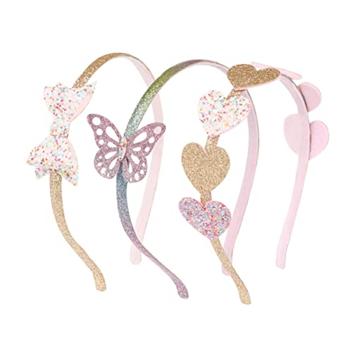 MUSISALY 3stücke Teiliges Set Junge Mädchen Haarschmuck Mit Glitzer-herz-bow Und Schmetterlingen Dekorative Haarbänder Für Mädchen Für Partys Und Festliche Anlässe Leuchtende Farben von MUSISALY