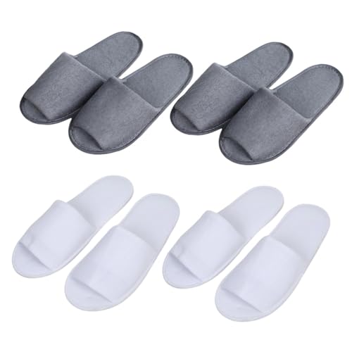 MUSISALY 4 Paare Herren Einweg faltbare Badeschuhe Offene Zehen Leichte Reise Hotelslipper in Weiß und Atmungsaktive Komfort hausschuhe Für Gäste und Spa Rutschfest und Tragbar von MUSISALY