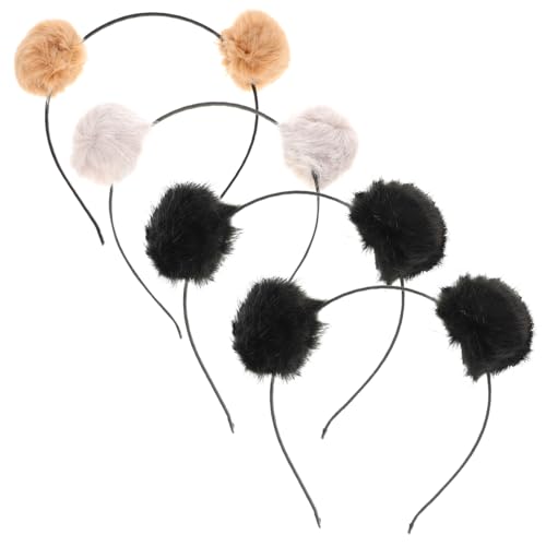 MUSISALY 4stücke Flauschiges Stirnband Mit Pompons Und Katzenohren Kopfbekleidung Accessoires Für Junge Mädchen Gemischter Stil Für Geburtstagsfeiern Cosplay-partys Maskeraden von MUSISALY