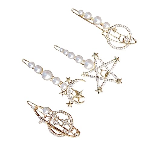MUSISALY 4stücke Haarnadel Mit Seitlichem Clip Planet-mond-design Perlen-haarnadel Für Mädchen Und Frauen Haaraccessoires Für Party Und Alltag von MUSISALY