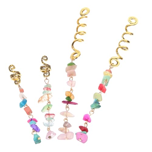 MUSISALY 4stücke Haarschmuck Für Geflochtene Haare Dreadlock Charms Mit Piraten-stil Und Natürlichen Steinen Für Individuelle Frisuren Und Haaraccessoires von MUSISALY