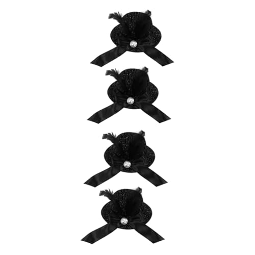 MUSISALY Zylinder Haarspange 4 Stück Hut Haarnadel Haarschmuck Für Damen Blumenhaarspangen Für Frauen Haarschmuck Mit Blumen Evengers Event Funky Billycock-haarnadel Snap-clips Stoff Black von MUSISALY