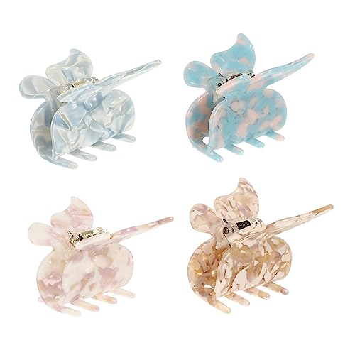 MUSISALY 4stücke Teiliges Schmetterlings-haarklammern Für Frauen Elegante Haarspangen Wasserblau Blütenmuster Und Pastellfarben Rutschfest Und Strapazierfähig Für Tägliches Styling von MUSISALY