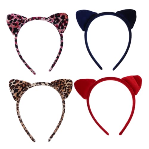 MUSISALY 4 Stück Katzenohren-haarreif Ohr-haarreif Leoparden-stirnband Party-kopfschmuck Urlaub-frisur von MUSISALY
