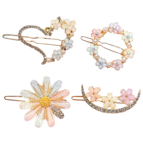 MUSISALY 4stücke Strass Haar Clip Blume Mädchen Dekorative Haarspange Barrette Für Junge Mädchen Frauen Haarschmuck Minimalistisch von MUSISALY