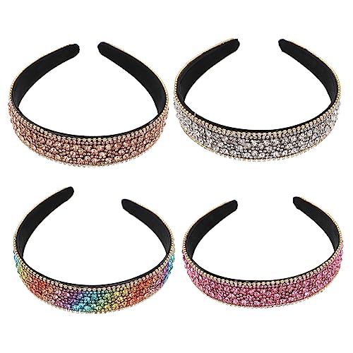 MUSISALY 4 Stücke Strass Stirnband Ästhetischen Zubehör Haarband Breite-krempe Stirnband von MUSISALY