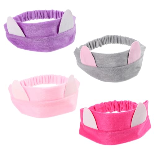 MUSISALY 4er Satz Katzenohren Haarbänder Bequemer Haarreif Für Damen Party Accessoires Sport Yoga Haarband Mit Ohrspitzen von MUSISALY