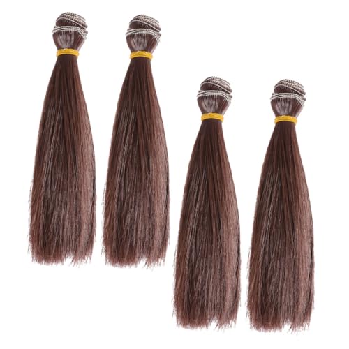 MUSISALY 4er Satz Puppenhaar-tressen Diy Bastelbedarf Glatte Synthetische Perücken Puppenhaarperücken Für Puppenherstellung Dekorative Puppenperücken-zubehör von MUSISALY