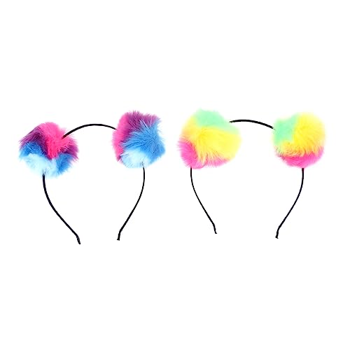 MUSISALY 4stücke Plüsch Haarband Mit Fuzzy Ball Stirnband Bunte Haarspange Modisches Haaraccessoire Für Party Und Talentshow von MUSISALY