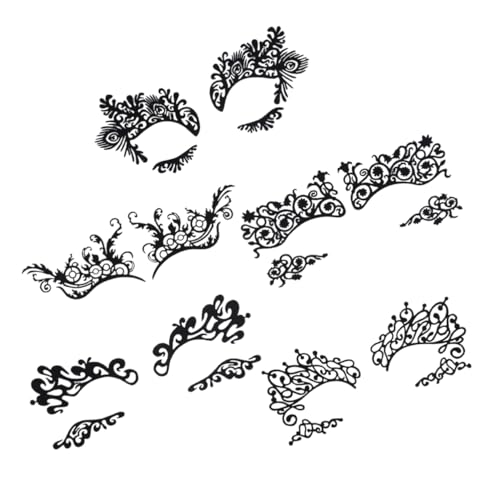 MUSISALY 5paare Aufkleber Für Augen Spitze Gesichtstätowierung Mit Spitzenmuster Schwarz Für Cosplay Party Festival Konzert Kostümparty von MUSISALY