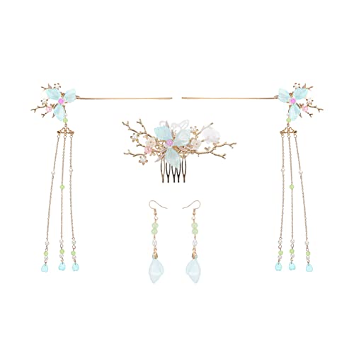 MUSISALY 5 Stücke Chinesische Hochzeit Haar Sticks Quaste Haarnadel Ohrringe Haar Kamm Für Frauen Mädchen Braut von MUSISALY