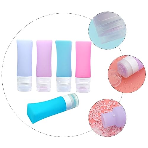 MUSISALY 5er-pack Tragbare Reiseflaschen Aus Silikon 80 Ml Kulturbehälter Mit Organizer-tasche Für Shampoo Spülung Duschgel Zufällige Farbe von MUSISALY