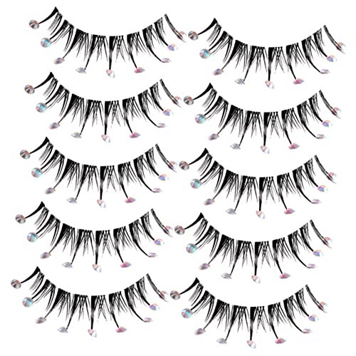 MUSISALY 5paare Künstliche Wimpern Naturwimpern Mit Strasssteinen Deko Für Mädchen Und Frauen Auffällige Wimpernverlängerungen Für Partys Und Fotoshootings von MUSISALY