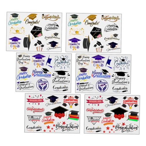 MUSISALY 6 Blatt Aufkleber Mit Temporären Körpertattoos Zum Abschluss Thema Tattoos Für Partys von MUSISALY