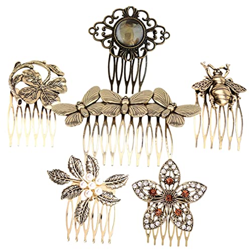MUSISALY 6 Stück Retro Haar Kämme Strass Metall Haar Kamm Clips Für Hochzeit Und Besondere Anlässe Vintage Haarschmuck Für Frauen Und Mädchen Seitlicher Haarkamm Perlenhaarkamm von MUSISALY
