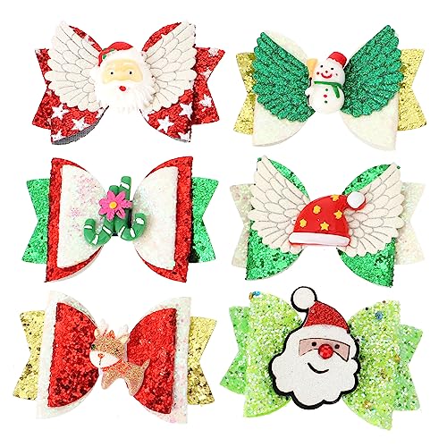 MUSISALY 6er Satz Weihnachts-haarspangen Mit Schleife Weihnachts-haar-accessoires Für Damen Weihnachts-haarschmuck von MUSISALY