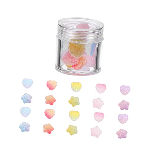 MUSISALY 60St Herz Fudge Nailart-Zubehör Halskette Charm-Perle Herz Nagelkunst Glitzer Handyhülle Fruchtgummis handytasche kartenetui handy Nail-Art-Slice-Aufkleber Nageldekor weiches Gummi von MUSISALY