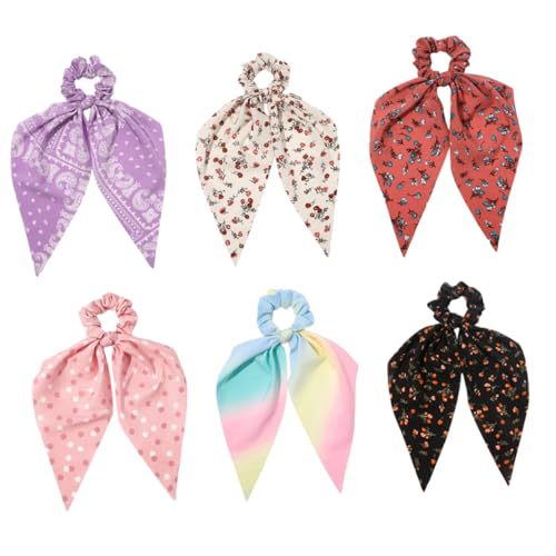 MUSISALY 6er-pack Haargummis Aus Stoff Mit Blumenmuster Haarschleife Scrunchies Für Frauen Und Mädchen Bequemes Haar von MUSISALY
