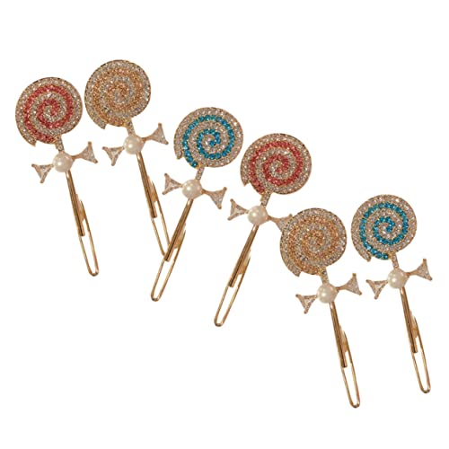 MUSISALY 6stücke Haar Klammern Strass Haarspangen Lollipop Form Haarschmuck Für Mädchen Frauen Strass Zubehör Candy Barrettes von MUSISALY