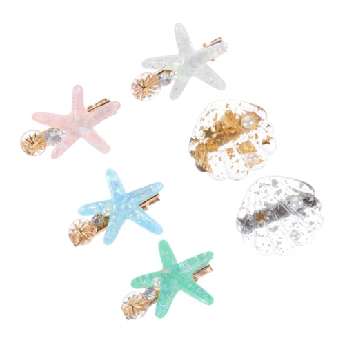 MUSISALY 6stücke Mädchen Haarklammern Mit Glitzer-schalen Und Seestern- Dekorative Haarspangen Für Festlichkeiten Und Alltag Passend Für Haartypen von MUSISALY