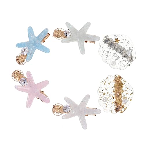 MUSISALY 6 Stück Zarte Muschel-haarspangen Für Mädchen Seestern-design Kopfschmuck Party-haarnadeln von MUSISALY