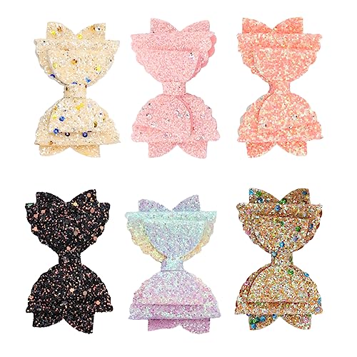 MUSISALY 6stücke Doppel-schicht Pailletten Bogen Glitter Headwear Handgemachte Bogen Haarspange Set Für Mädchen Schöne Haarspangen Kinderhaarnadeln Haarschmuck von MUSISALY