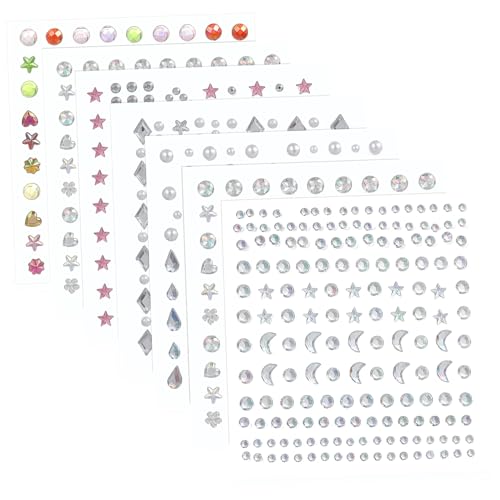 MUSISALY 7 Blätter Teiliges Selbstklebende Glitzersteine für Gesicht und Körper Strahlende Schmucksteine Wiederverwendbare Make Up Aufkleber Vielseitig für Festival Halloween Party und von MUSISALY