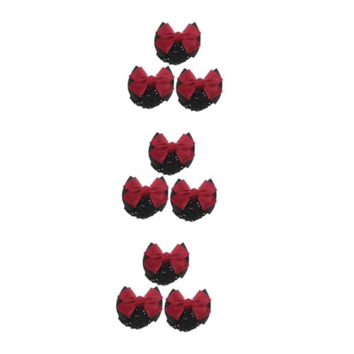 MUSISALY 9 Stk Brötchenbogen Haarspange Mit Netz Blumenhaarspangen Für Frauen Schleife Halter Mit Schleife Haarnetzschals Für Frauen Haarschmuck Für Damen Rot Stoff von MUSISALY