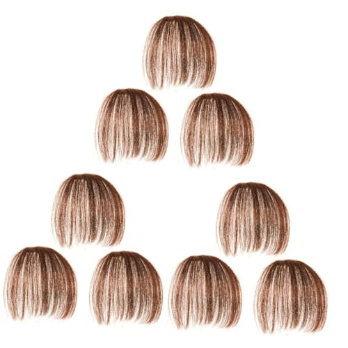 MUSISALY 9 Stk Perücke Stück Haarspangen Für Frauen Gefälschter Haarknall Für Frauen Echthaarperücke Haarnadel Falsche Perücke Cosplay Gefälschte Luft Knallt Brown Hochtemperaturdraht von MUSISALY