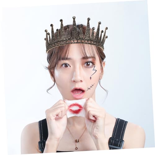 MUSISALY Barockstil Tiara Krone Stirnband Schwarz mit Strasssteinen Halloween und Hochzeit Kopfschmuck für Braut Party Abschlussball Langlebiges Hartlegierung Design für Frauen und Mädchen von MUSISALY