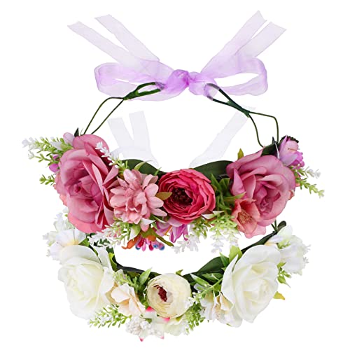 MUSISALY Blumenkrone Stirnband Für Frauen Kopfschmuck Hochzeit Braut Rose Haarband Party Kopfschmuck von MUSISALY