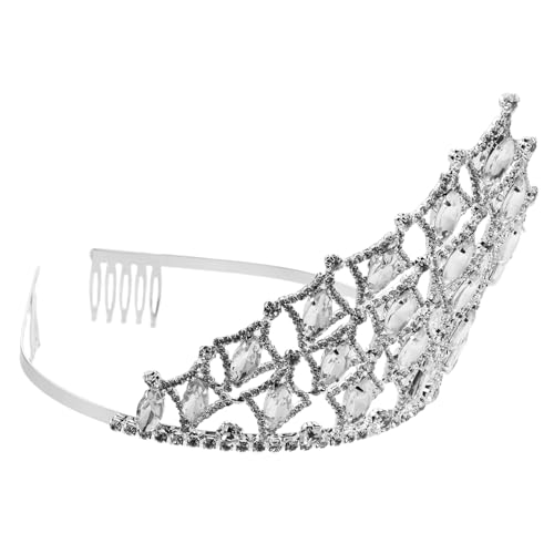 MUSISALY Braut Tiara Krone mit Strasssteinen Vintage Kopfstück für Damen Barockes Diadem Transparent Weiß mit Kamm für Hochzeit Abschlussball Theater und Party von MUSISALY