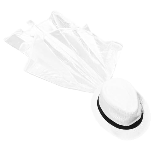 MUSISALY Brauthut Für Party Hochzeit Eimerhüte Stoff Frauenhut Strass Fransen Cowgirl Hut Weiß von MUSISALY