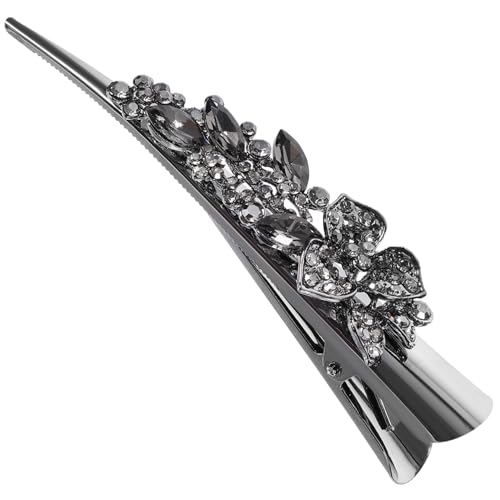 MUSISALY Haarklammer Mit Strasssteinen Vintage Blumen Haarklammer Für Damen Und Mädchen Robuste Haarspange Für Dickes Haar Für Besondere Anlässe Und Alltag Graue Haarspange Für von MUSISALY