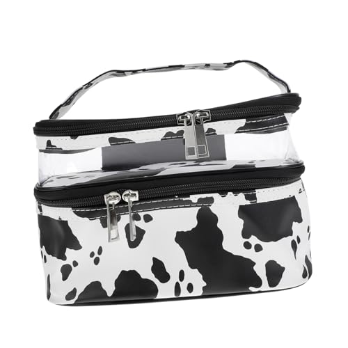 MUSISALY Cow Pattern Kosmetiktasche Transparente Tragbare Doppelschichtige Aufbewahrung Für Reisebedarf Und Beauty- Für Damen Und von MUSISALY