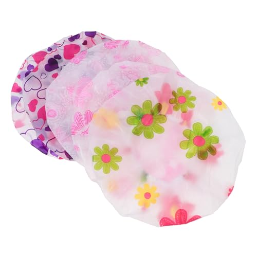 MUSISALY 5stücke Teiliges Wasserdichte Duschhauben Mit Wellenmuster Elastischer Badekappe Für Damen Und Schützt Beim Duschen Und Baden Für Pflege Und Schönheit von MUSISALY