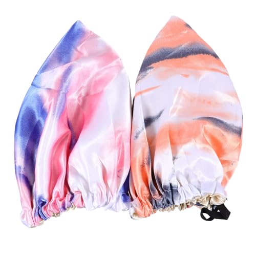 MUSISALY Duschkappe Doppellagige Badehaube Duschhaube Für Damen Satinmaterial Schutz Vor Nässe von MUSISALY
